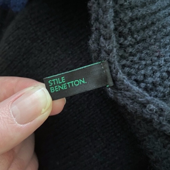 Vintage 100% Wool Nordic Style Knit Zip Up Sweater XL - Picture 6 of 11